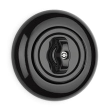 Kép betöltése a galériamegjelenítőbe: Porcelán forgókapcsoló - keresztváltó, fekete