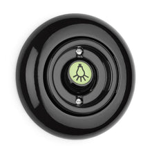 Kép betöltése a galériamegjelenítőbe: Porcelán - nyomógomb - utánvilágító, lámpa, fekete